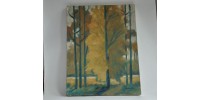 Oil painting of autumn trees signed Sarrazin 88